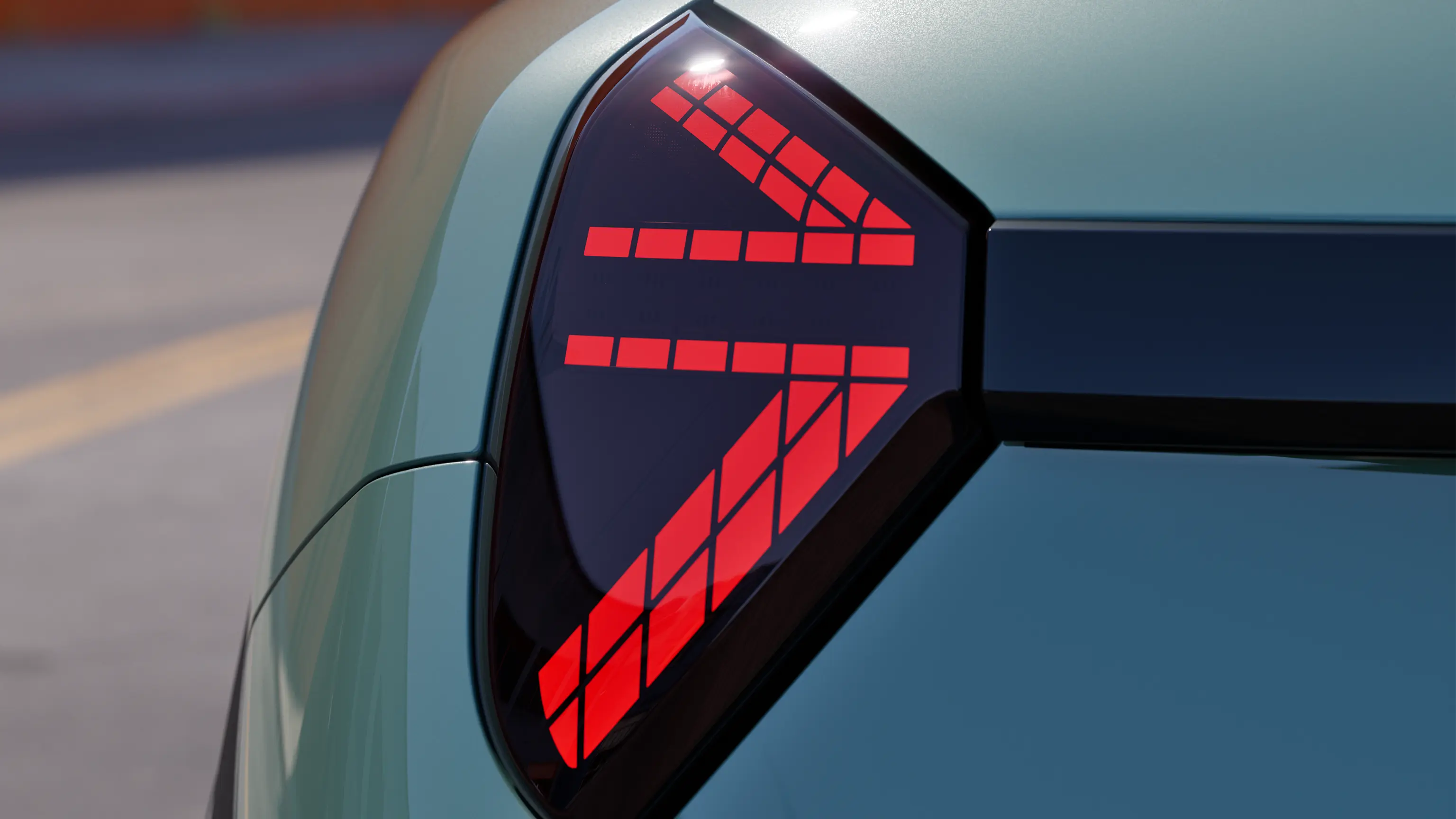 Detail view of the MINI Cooper rear light with red lights on