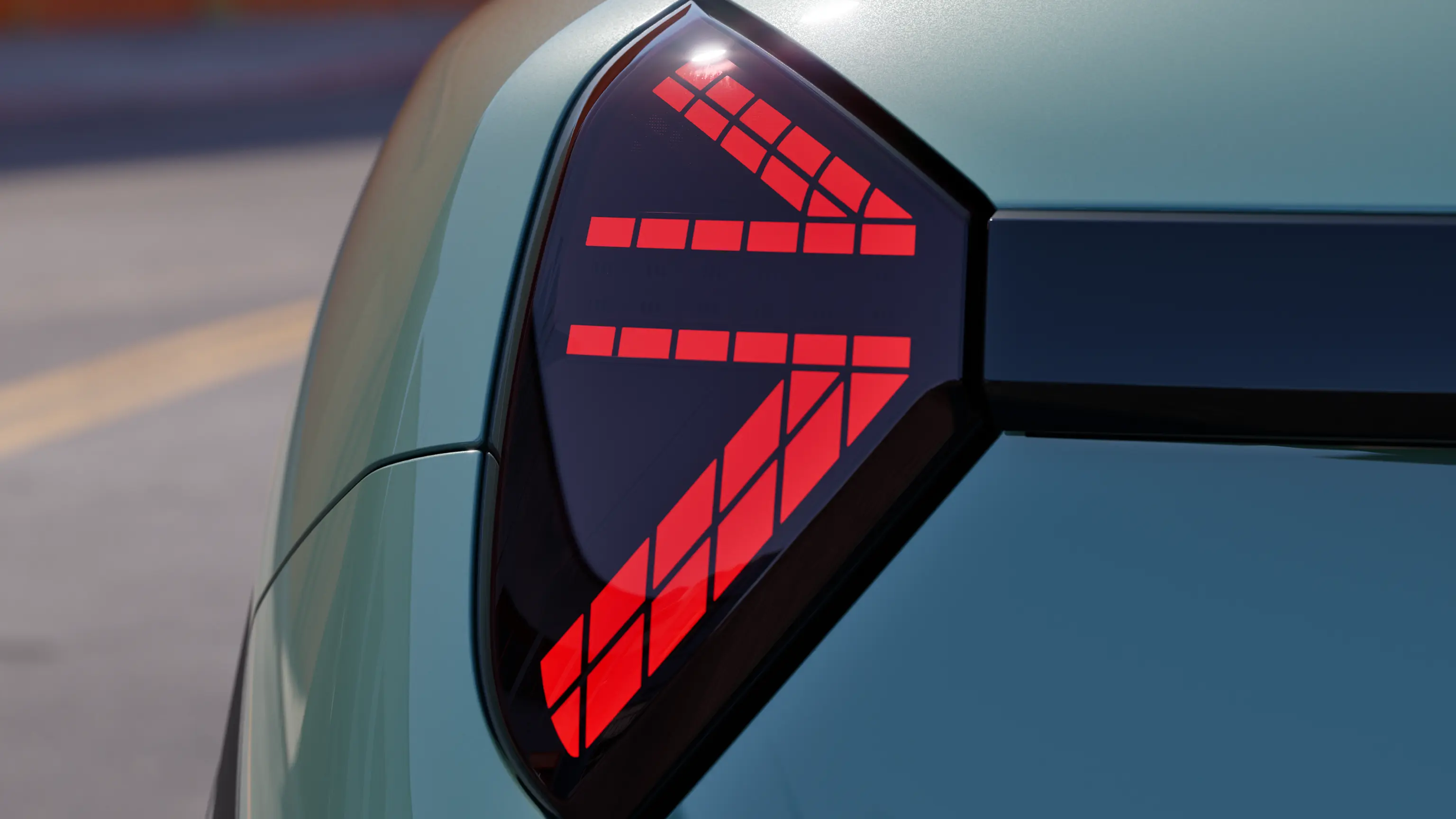 Detail view of the MINI Cooper rear light with red lights on