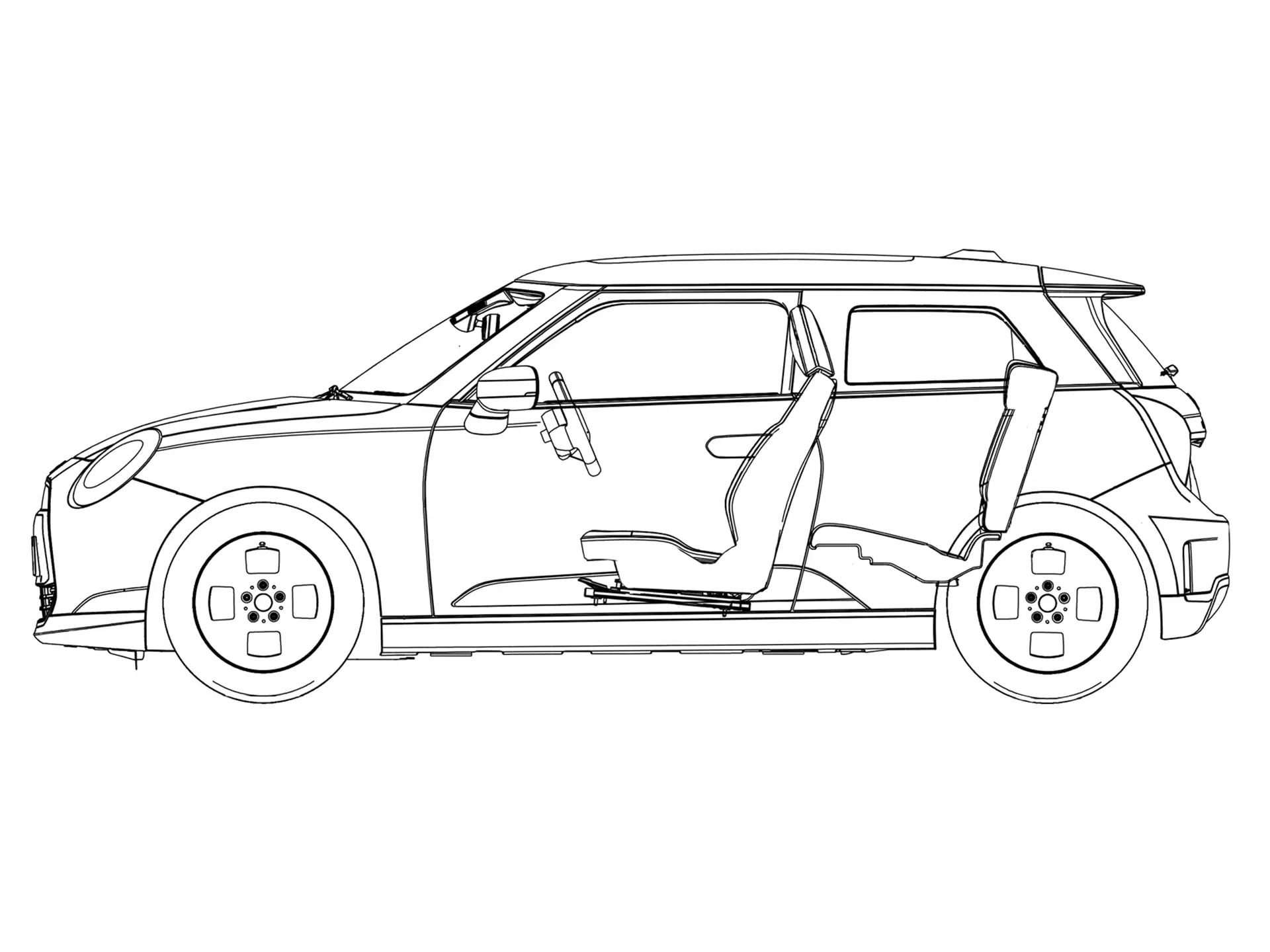 All-electric MINI Cooper - Side View sketch