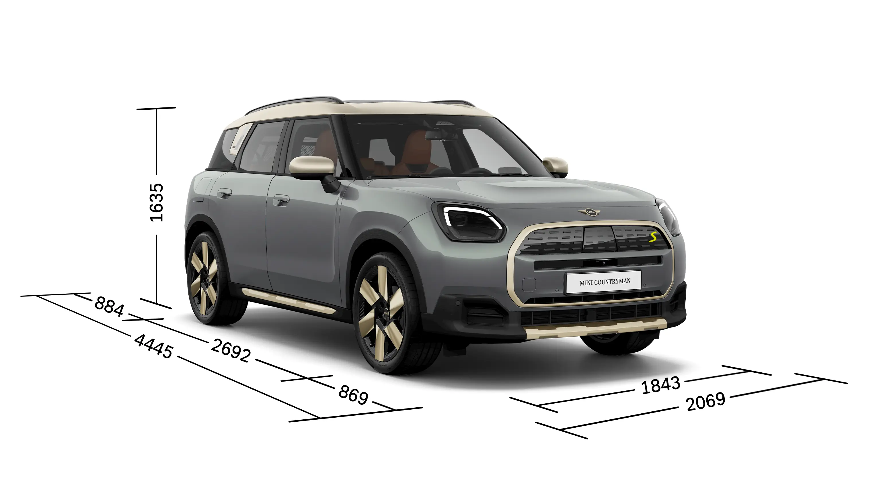 All-Electric MINI Countryman - Front View with Dimensions